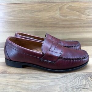 Allen Edmonds Cavanaugh Penny Loafers Mens 8.5 D Burgundy Leather Dress Shoes
